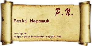 Petki Nepomuk névjegykártya